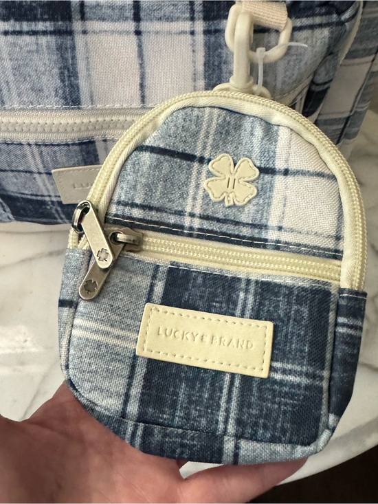 Lucky Brand Iconic Navy & White Plaid Backpack,lap top sleeve & mini pouch prep main image 11
